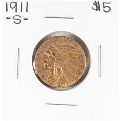 1911-S $5 Indian Head Half Eagle Gold Coin