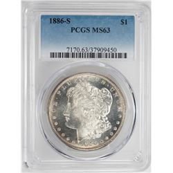 1886-S $1 Morgan Silver Dollar Coin PCGS MS63