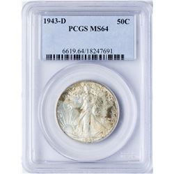 1943-D Walking Liberty Half Dollar Coin PCGS MS64