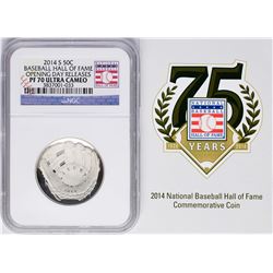 Opening Day 2014-S Proof Baseball Hall of Fame Half Dollar Coin NGC PF70