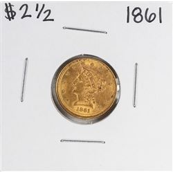 1861 $2 1/2 Liberty Head Quarter Eagle Gold Coin
