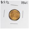 Image 1 : 1861 $2 1/2 Liberty Head Quarter Eagle Gold Coin