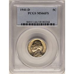 1941-D Jefferson Nickel Coin PCGS MS66FS