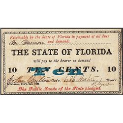 1868 State of Florida Ten Cents Obsolete Note
