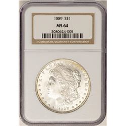 1889 $1 Morgan Silver Dollar Coin NGC MS64 Nice Toning