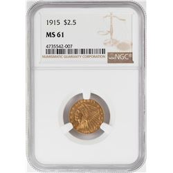 1915 $2 1/2 Indian Head Quarter Eagle Gold Coin NGC MS61