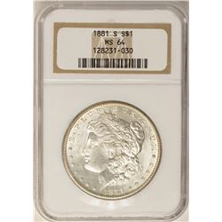1881-S $1 Morgan Silver Dollar Coin NGC MS64