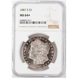 1887-S $1 Morgan Silver Dollar Coin NGC MS64+ Nice Toning
