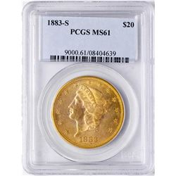 1883-S $20 Liberty Head Double Eagle Gold Coin PCGS MS61