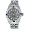 Image 2 : Rolex Ladies Stainless Steel Slate Grey Stamp Diamond & Sapphire Datejust Wristwatch