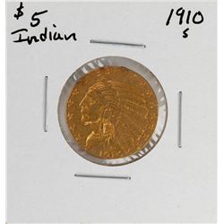 1910-S $5 Indian Head Half Eagle Gold Coin