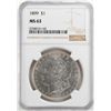 Image 1 : 1899 $1 Morgan Silver Dollar Coin NGC MS63