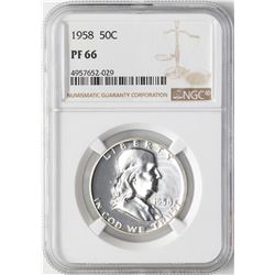 1958 Franklin Half Dollar Coin NGC PF66