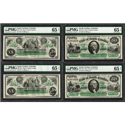 Cut Sheet of 1872 $20 & $50 State of South Carolina Obsolete Notes PMG Gem Unc. 65EPQ