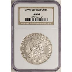 2000-P $1 Leif Ericson Commemorative Silver Coin NGC MS69