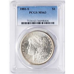 1881-S $1 Morgan Silver Dollar Coin PCGS MS63