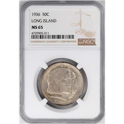 1936 Long Island Tercentenary Commemorative Half Dollar Coin NGC MS65