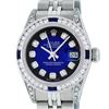 Image 2 : Rolex Ladies Stainless Steel Blue Vignette Diamond & Sapphire Datejust Wristwatch