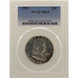 1954 Proof Franklin Half Dollar Coin NGC PR64