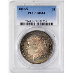 1885-S $1 Morgan Silver Dollar Coin PCGS MS64 Nice Toning