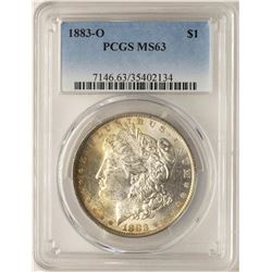 1883-O $1 Morgan Silver Dollar Coin PCGS MS63 Amazing Toning
