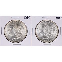 Lot of (2) 1887 $1 Morgan Silver Dollar Coins