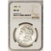 Image 1 : 1887 $1 Morgan Silver Dollar Coin NGC MS64