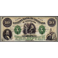 1800's $10 Citizens Bank of Louisiana Obsolete Bank Note