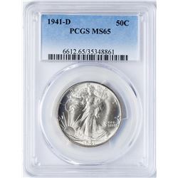 1941-D Walking Liberty Half Dollar Coin PCGS MS65