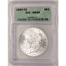 1884-CC $1 Morgan Silver Dollar Coin ICG MS65