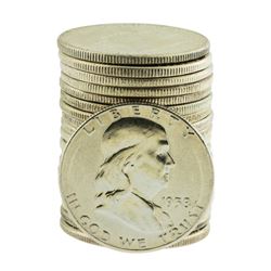 Roll of (20) Brilliant Uncirculated 1958 Franklin Half Dollar Coins
