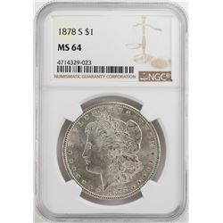 1878-S $1 Morgan Silver Dollar Coin NGC MS64