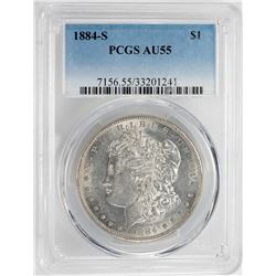 1884-S $1 Morgan Silver Dollar Coin PCGS AU55