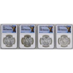 Lot of (2) 1982Mo & (2) 1983Mo Mexico Libertad Onza Silver Coins NGC MS66