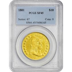 1801 $10 Draped Bust Eagle Gold Coin PCGS XF45