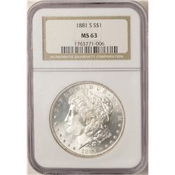 1881-S $1 Morgan Silver Dollar Coin NGC MS63