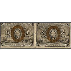 Uncut Pair of March 3, 1863 Second Issue Five Cent Fractional Notes