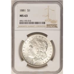 1881 $1 Morgan Silver Dollar Coin NGC MS63