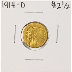 1914-D $2 1/2 Indian Head Quarter Eagle Gold Coin