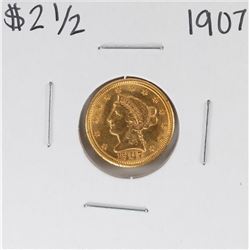 1907 $2 1/2 Liberty Head Quarter Eagle Gold Coin