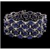 93.96 ctw Sapphire and Diamond Bracelet - 14KT White Gold