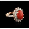 14KT Rose Gold 8.88 ctw Coral and Diamond Ring