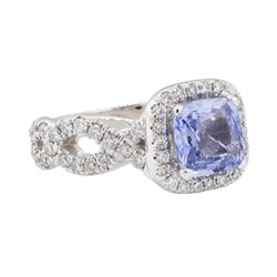 2.48 ctw Sapphire and Diamond Ring - 14KT White Gold