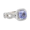 2.48 ctw Sapphire and Diamond Ring - 14KT White Gold