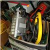 Image 2 : BASKET AND BOX OF SPRINKLERS, ELECTRIC TOOLS, AND CORDLESS DRILL