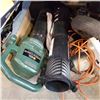 Image 2 : 2 ELECTRIC BLOWERS, ELECTRIC CHAINSAW, AND WHEEL BARROW WHEEL