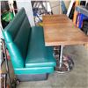 Image 2 : GREEN VINYL UPHOLSTERED BENCH AND 2 TABLES