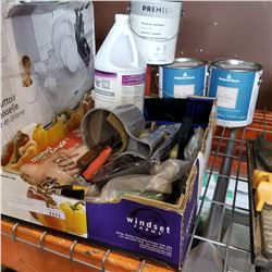 LOT OF PAINTING SUPPLIES, ROLLERS, AND BROOM HEADS