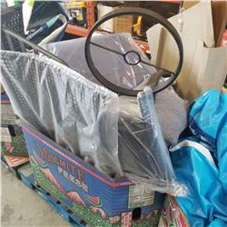 PALLET OF RETURNED PATIO FURNITURE, CUSHIONS, NIGHTSTAND