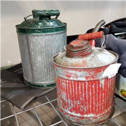 2 VINTAGE METAL GAS CANS